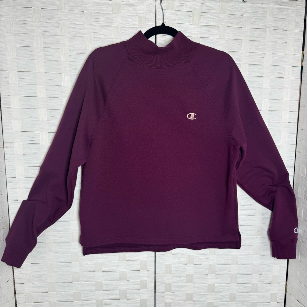 Champion Athletics Womens Berry Mock Neck Sweatshirt Pullover Size Large
